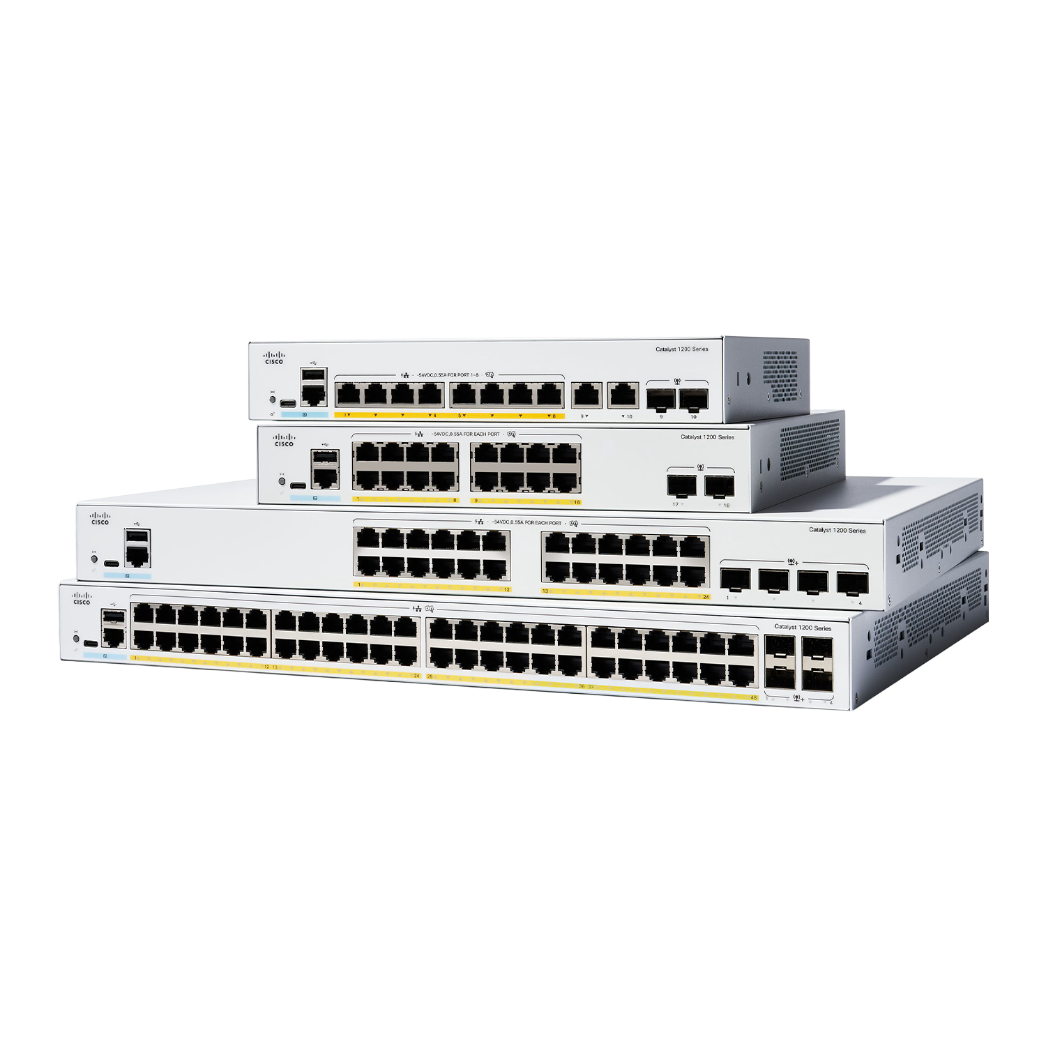 Switch Cisco Catalyst 1200 24 Portas Gigabit Full PoE 4 Portas 10G SFP+