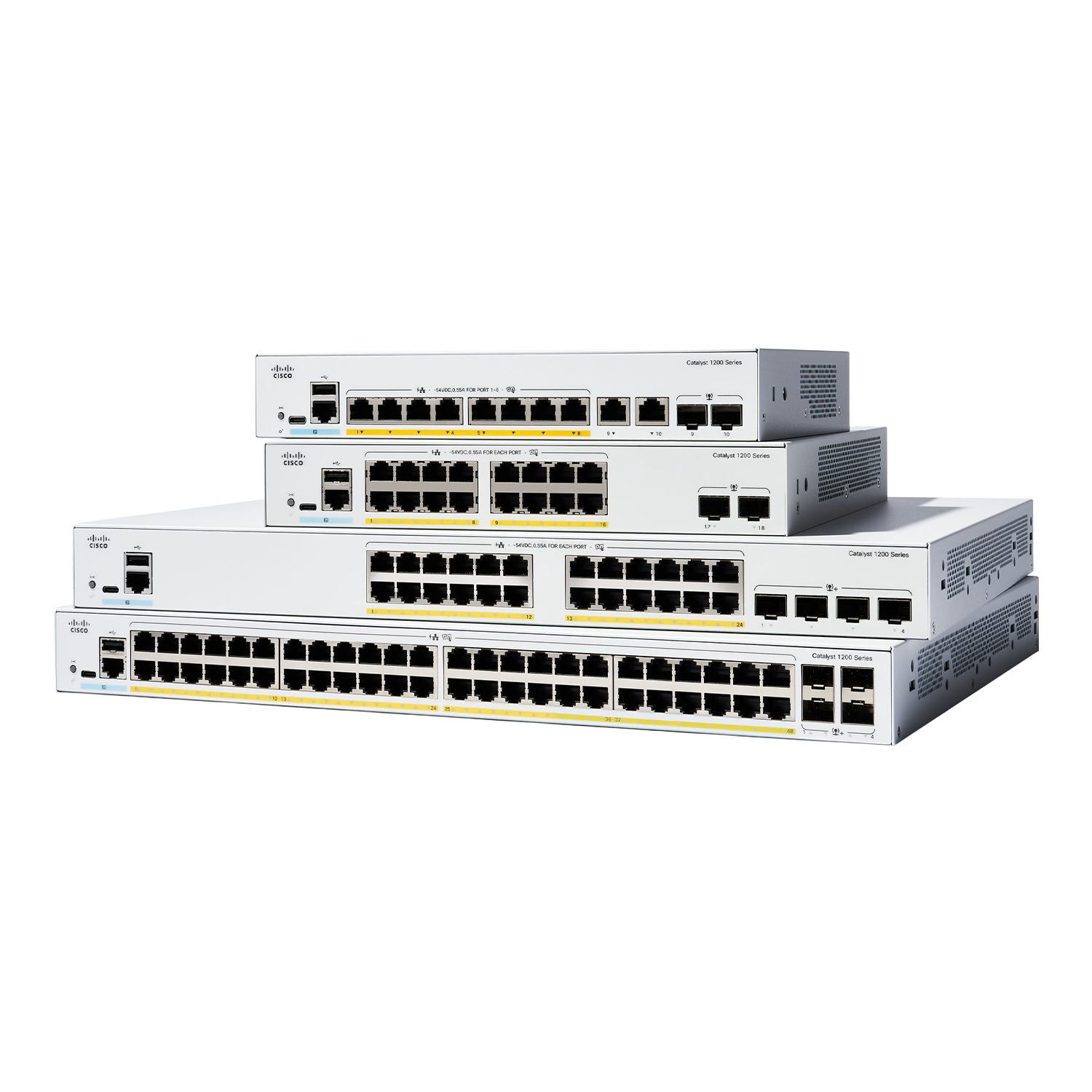 Switch Cisco Catalyst 1200 48 Portas Gigabit PoE 4 Portas 1G SFP