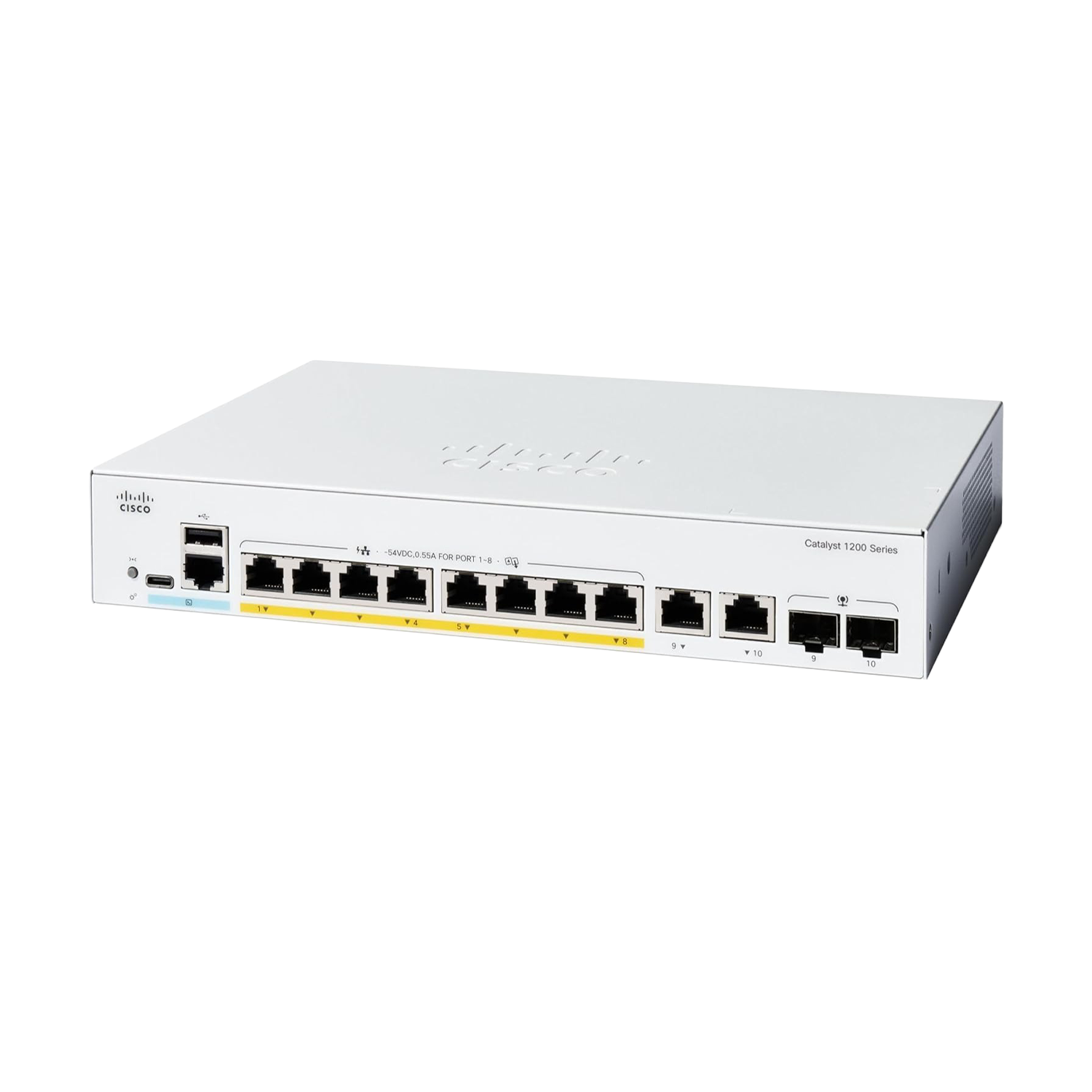 Switch Cisco Catalyst 1200 8 Portas Gigabit Full PoE 2 Portas 1G COMBO