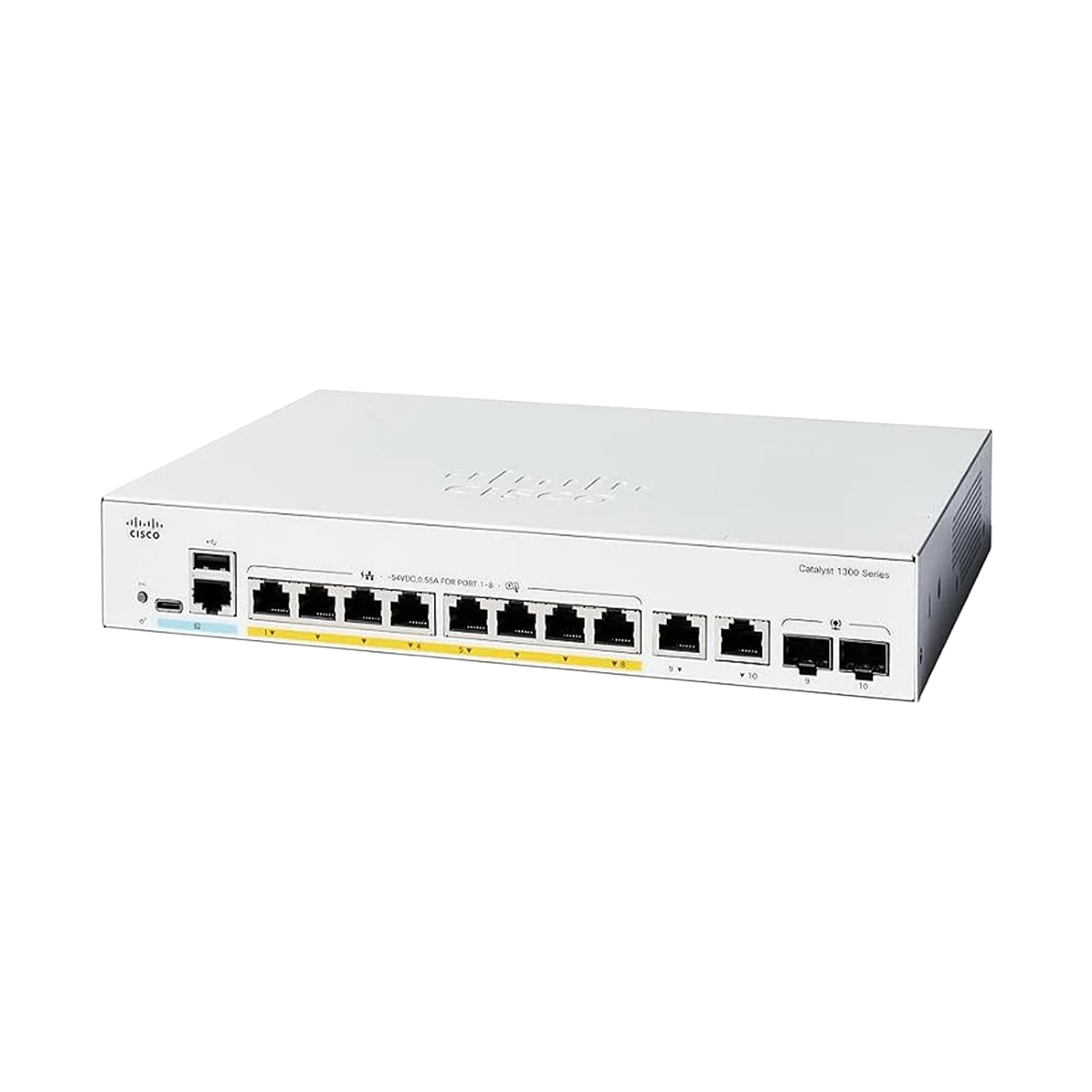 Switch Cisco Catalyst 1300 8 Portas Gigabit Full PoE 2 Portas 1G COMBO