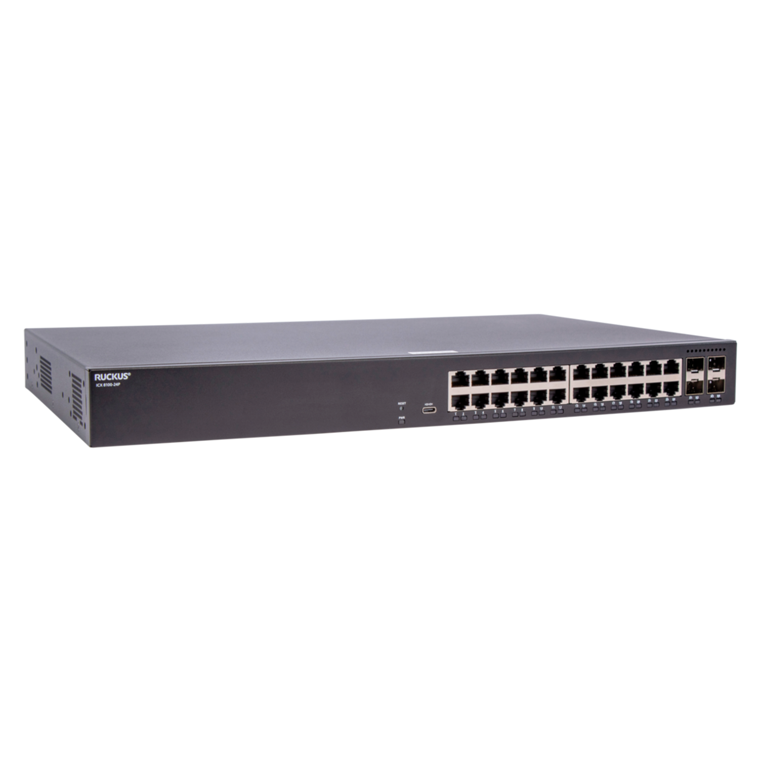 Switch Ruckus ICX8100-24P-X, 24 portas PoE, Layer 2 avançado, uplink 10G SFP