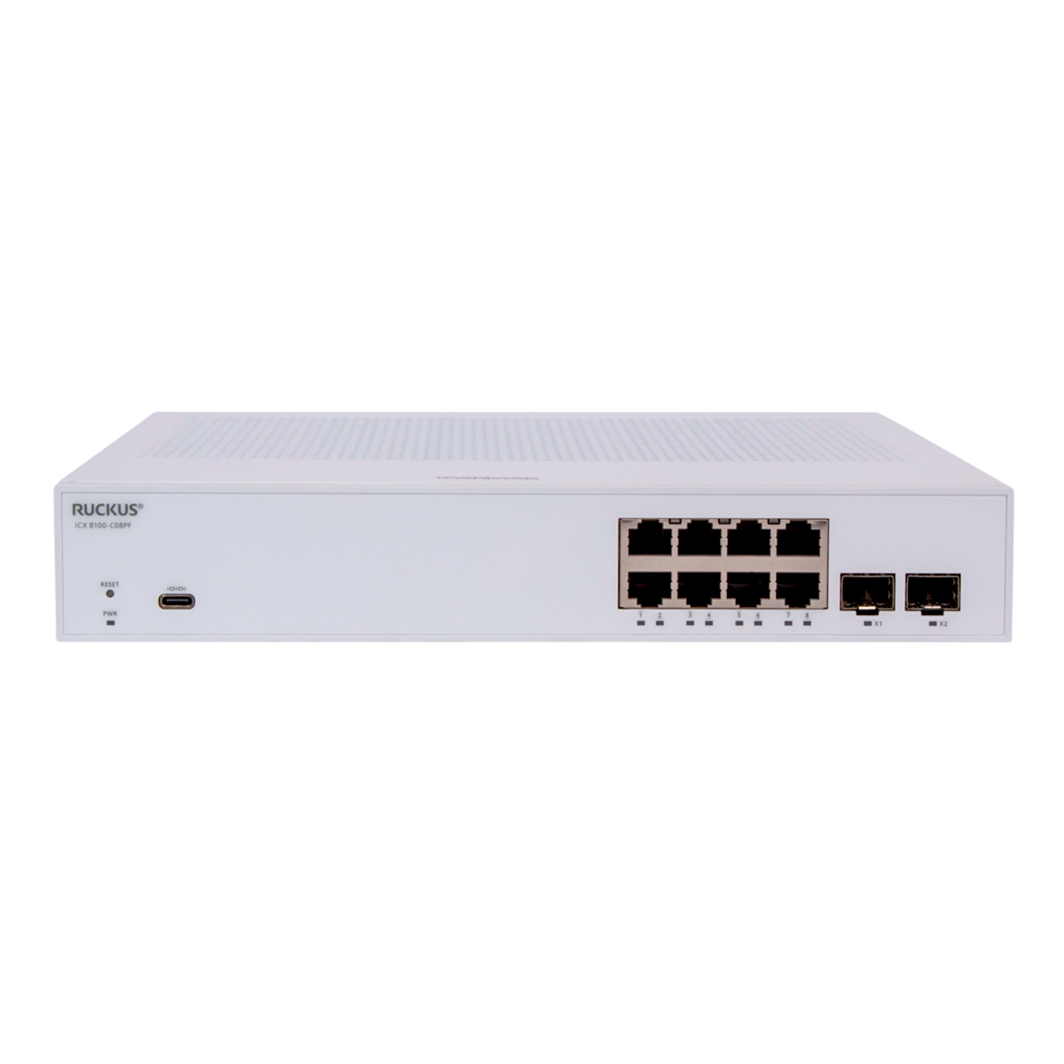 Switch Ruckus ICX8100-C08PF, 8 portas PoE+, uplink SFP, alta performance
