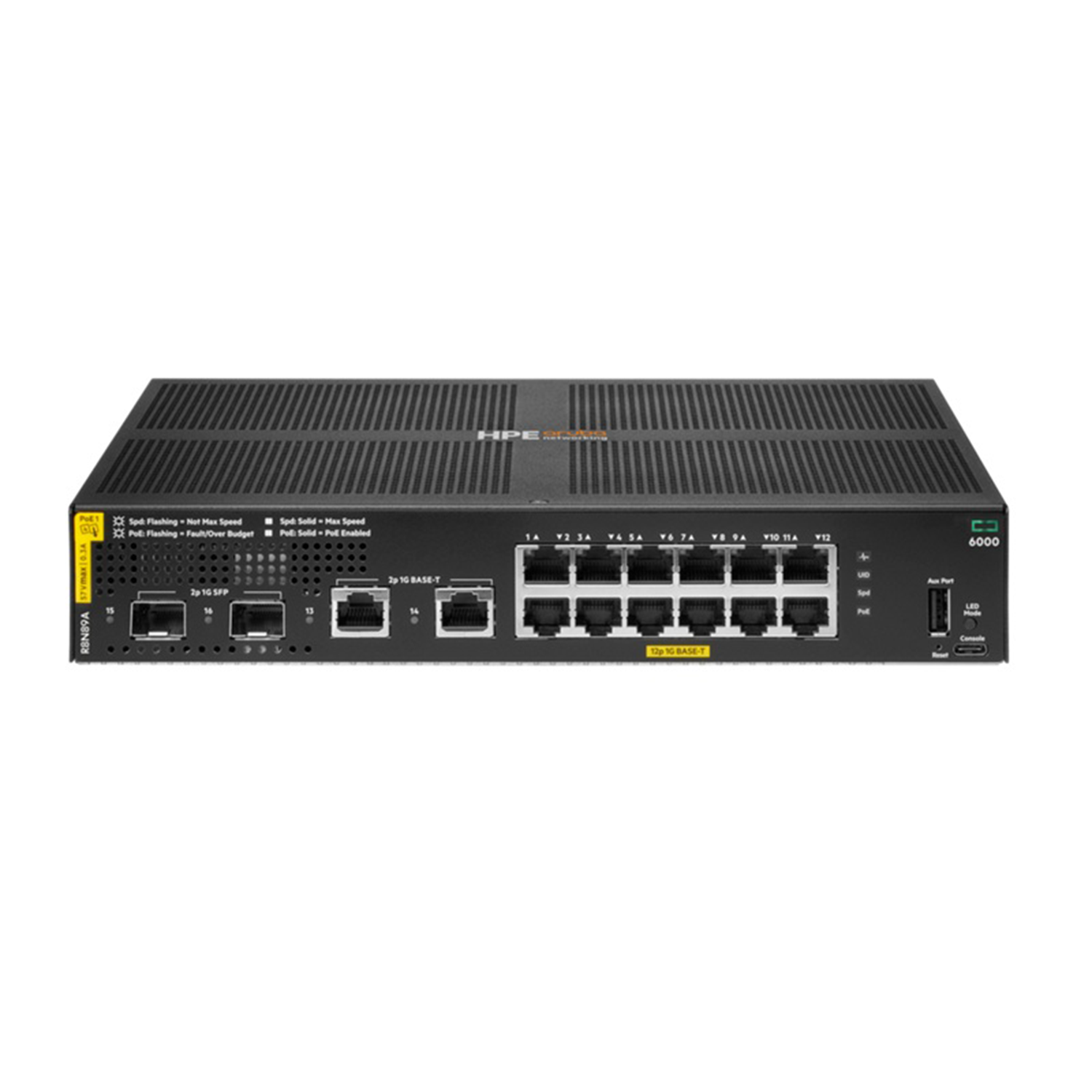 Switch Aruba 6000 12 Portas Gigabit Class4 PoE e 2 Portas SFP 139W