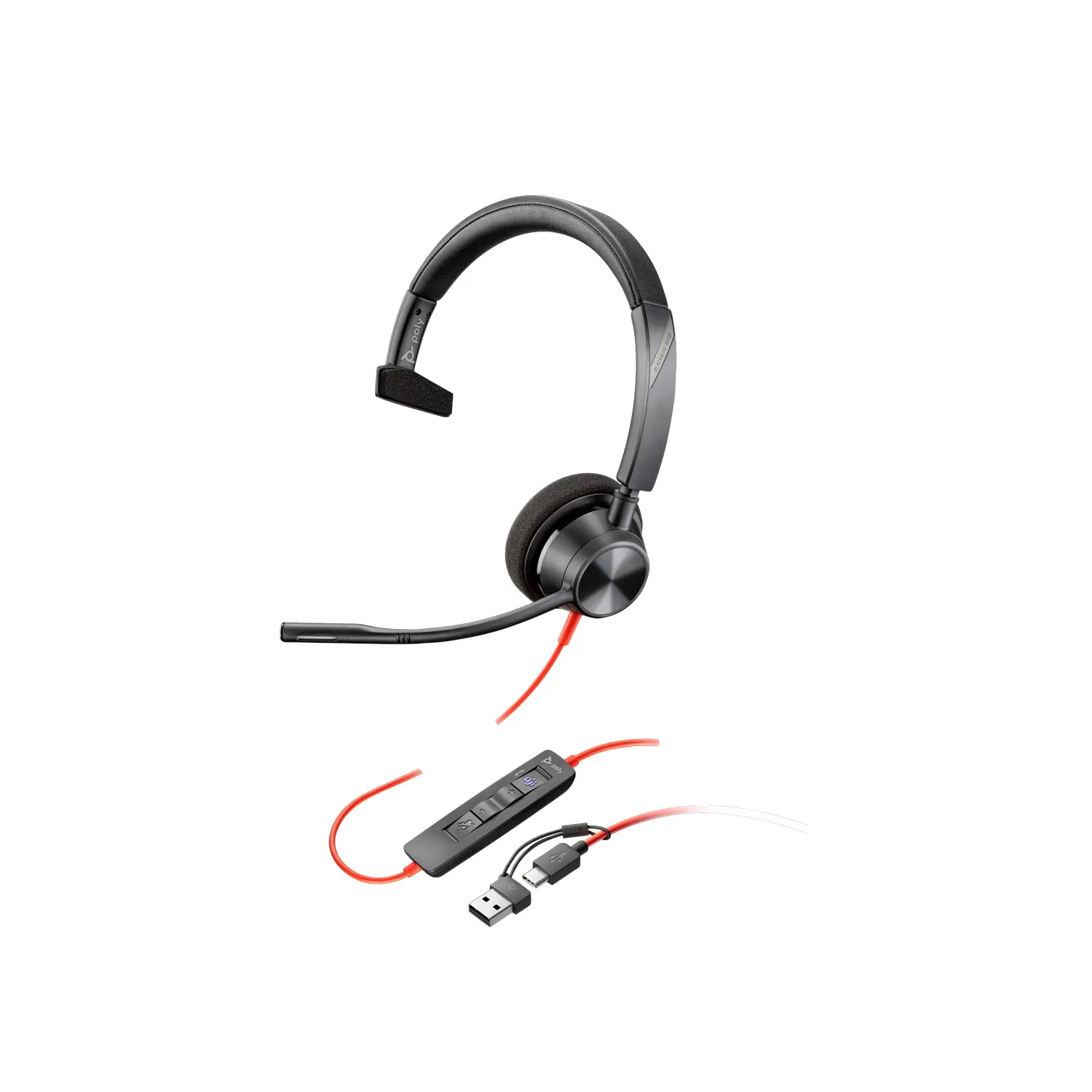 Headset HP Poly Blackwire 3310 Microsoft Teams USB-C/A - 8X216AA