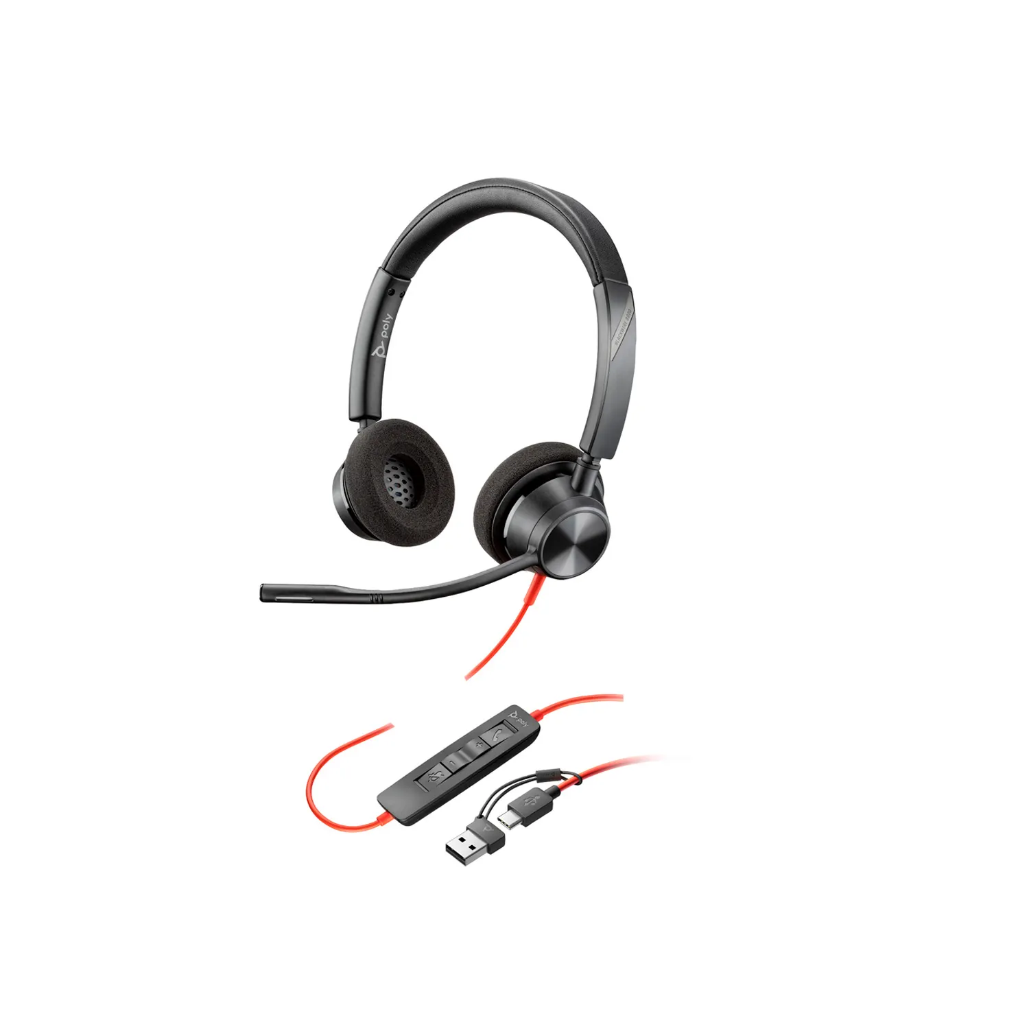 Headset HP Poly Blackwire C3320 USB-C/A Preto - 8X219AA