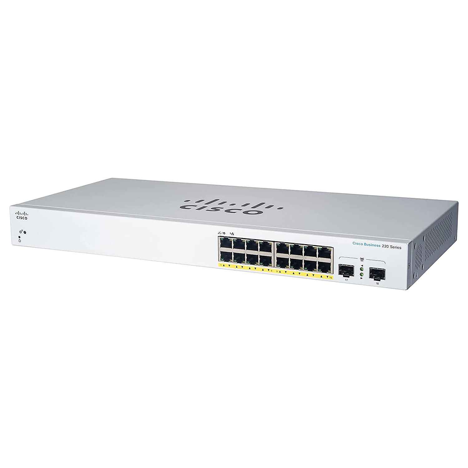 Switch Cisco CBS220 16 Portas Gigabit PoE 2 Portas 1G SFP - Gerência WEB