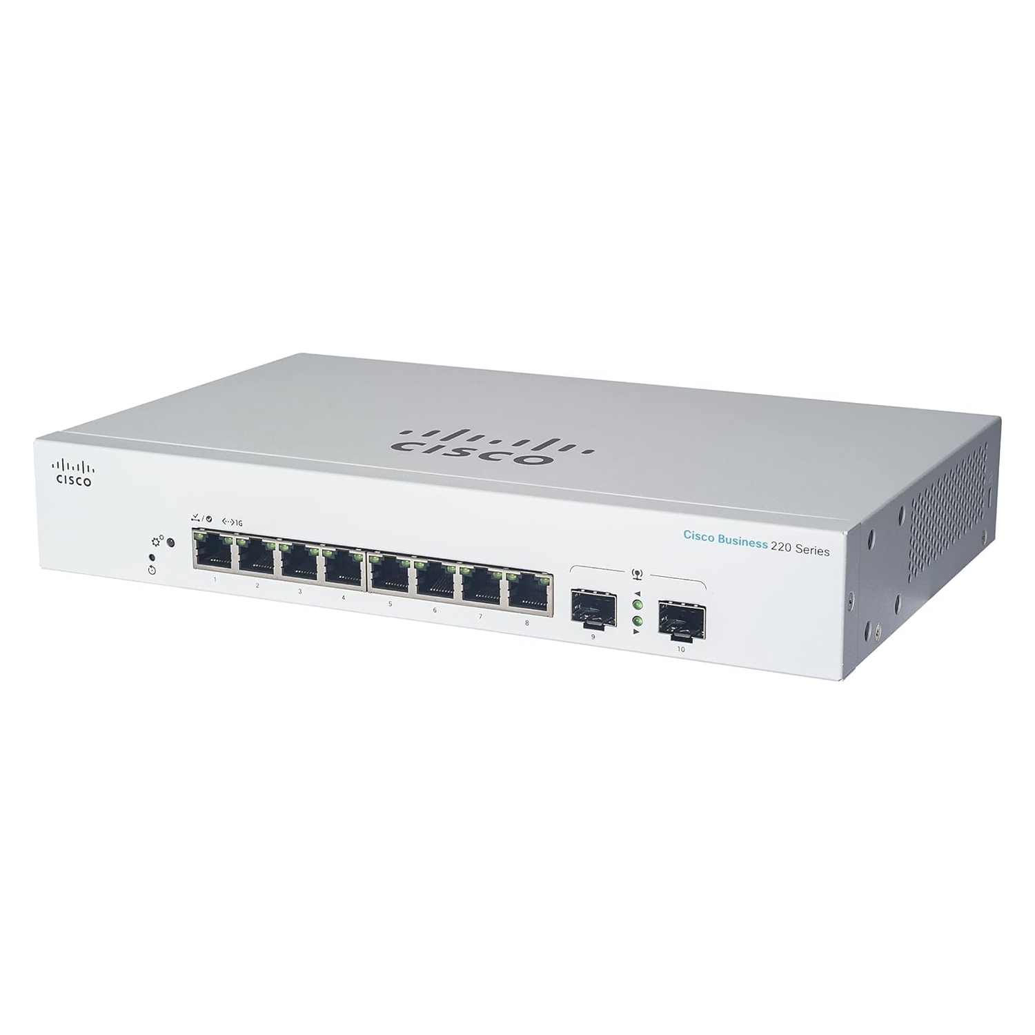 Switch Cisco CBS220 8 Portas Gigabit FULL PoE, EXT PS, 2 Portas 1G SFP - Gerência WEB