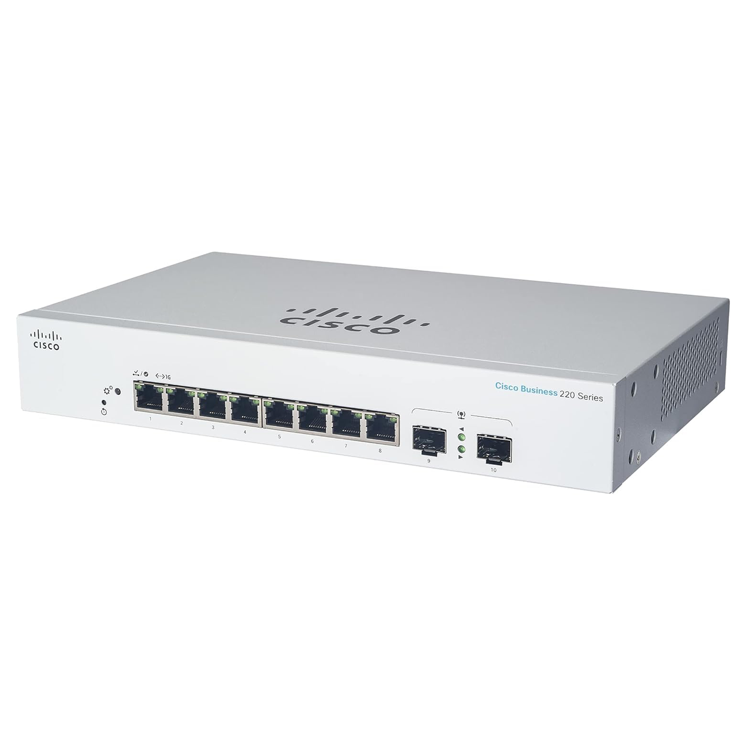 Switch Cisco CBS220 8 Portas Gigabit PoE, EXT PS, 2 Portas 1G SFP - Gerência WEB