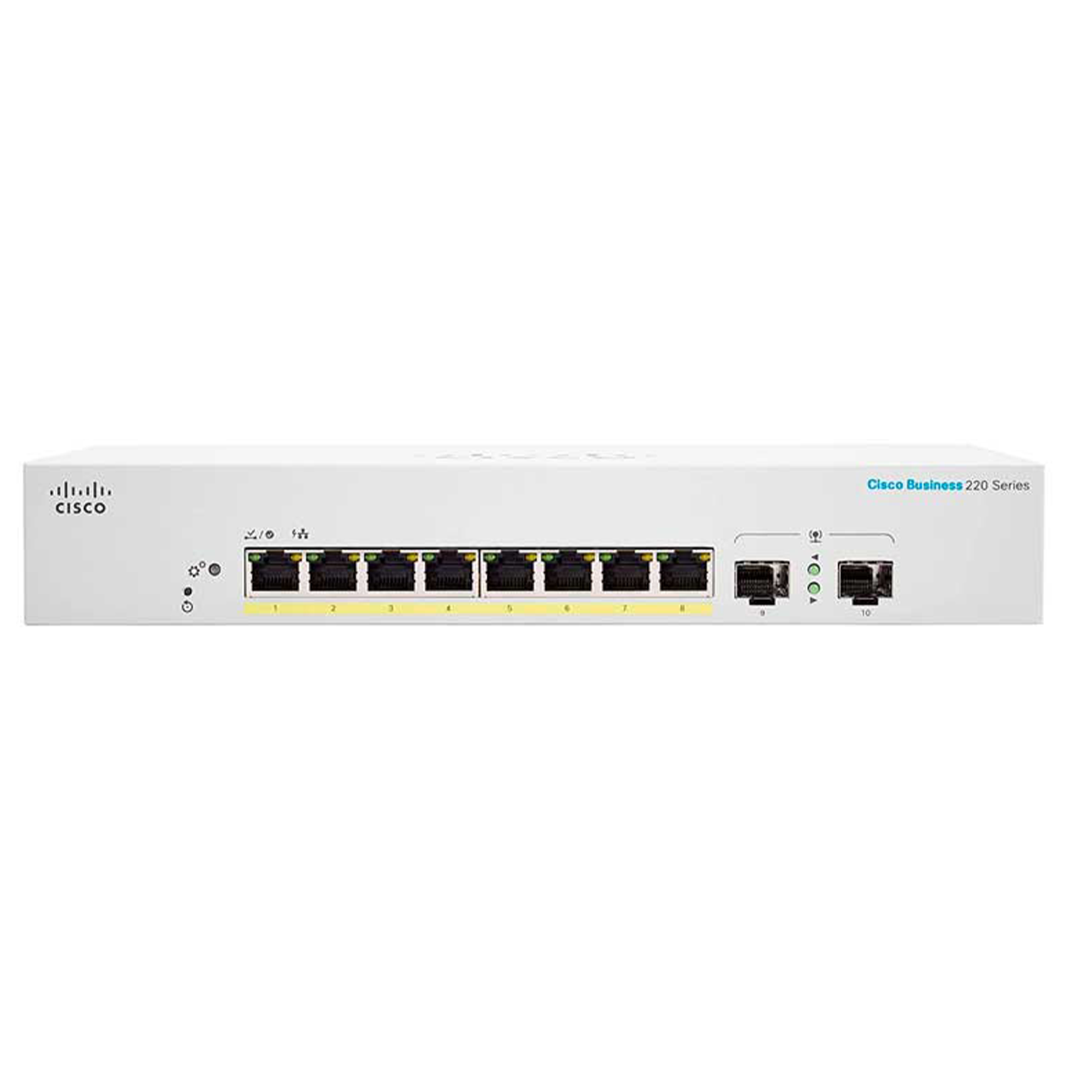 Switch Cisco CBS220 8 Portas Gigabit PoE, EXT PS, 2 Portas 1G SFP - Gerência WEB