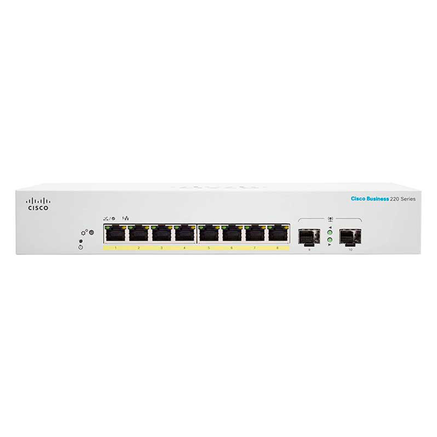 Switch Cisco CBS220 8 Portas Gigabit EXT PS, 2 Portas 1G SFP - Gerência WEB
