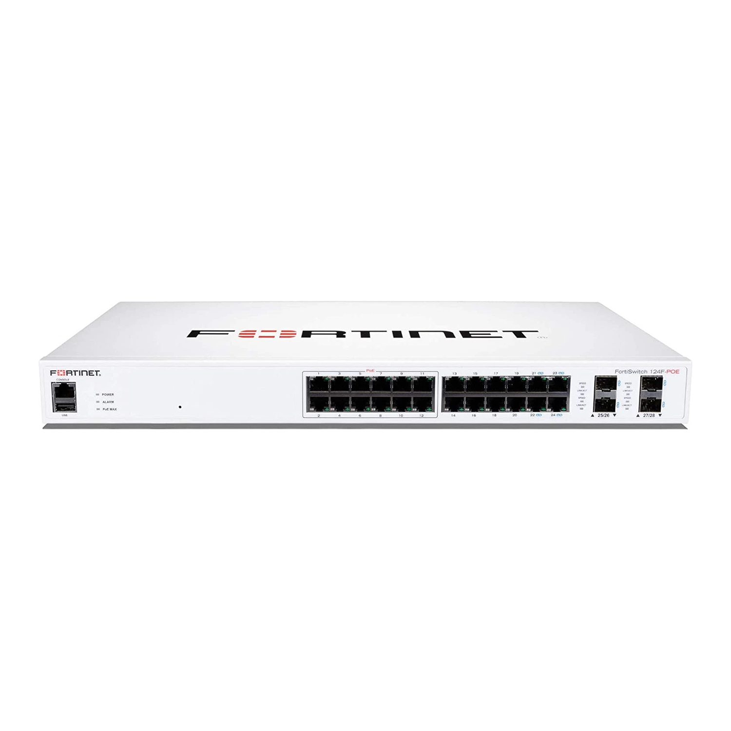 Switch Fortinet FortiSwitch FS-124F-FPOE – L2+ Managed PoE Switch with 24x GE + 4x SFP+, Max 370W