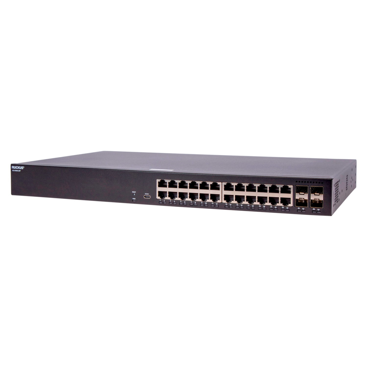 Switch Ruckus ICX8100-24P-X, 24 portas PoE, Layer 2 avançado, uplink 10G SFP